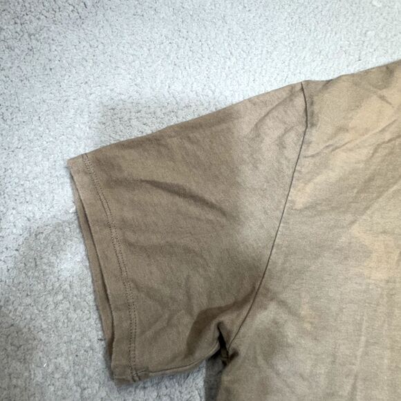 Fear of God Essentials Shirt Mens Large Beige Applique Boxy Khaki Logo Spell Out - Picture 5 of 16